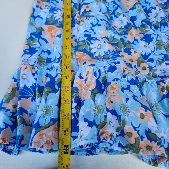 Croft & Barrow WomensBlue Orange Floral Dress Short Sleeve Elastic Waist Sz S - Picture 15 of 15